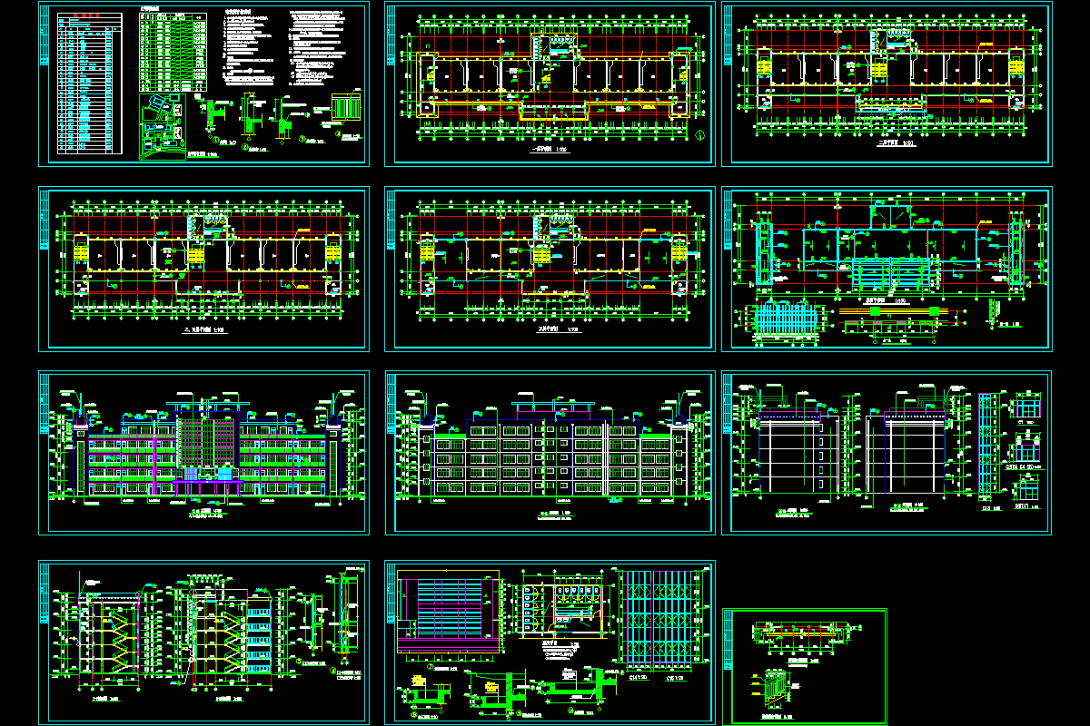 某中学教学楼施工图CAD图纸.dwg