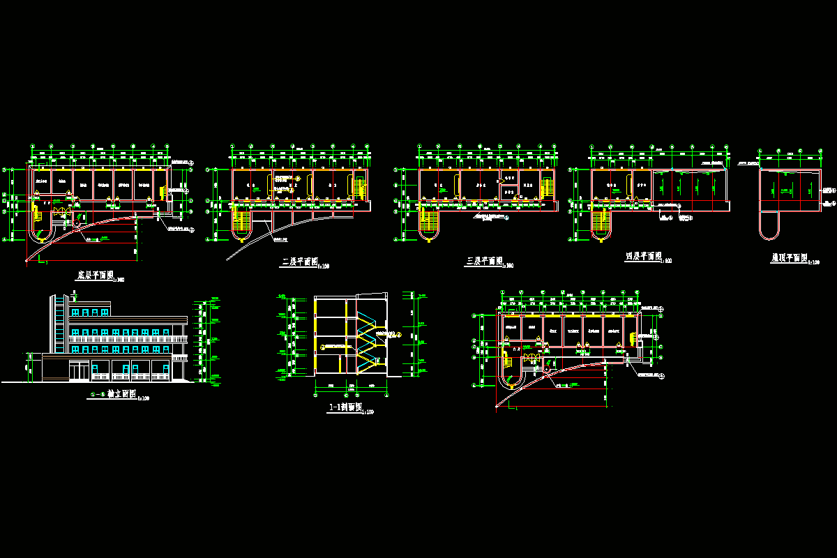 一套小学教学楼施工图CAD图纸.dwg