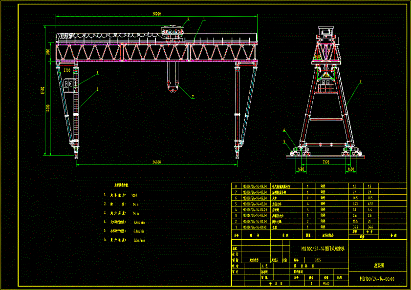 MQ100-24-14门式起重机总装图.dwg