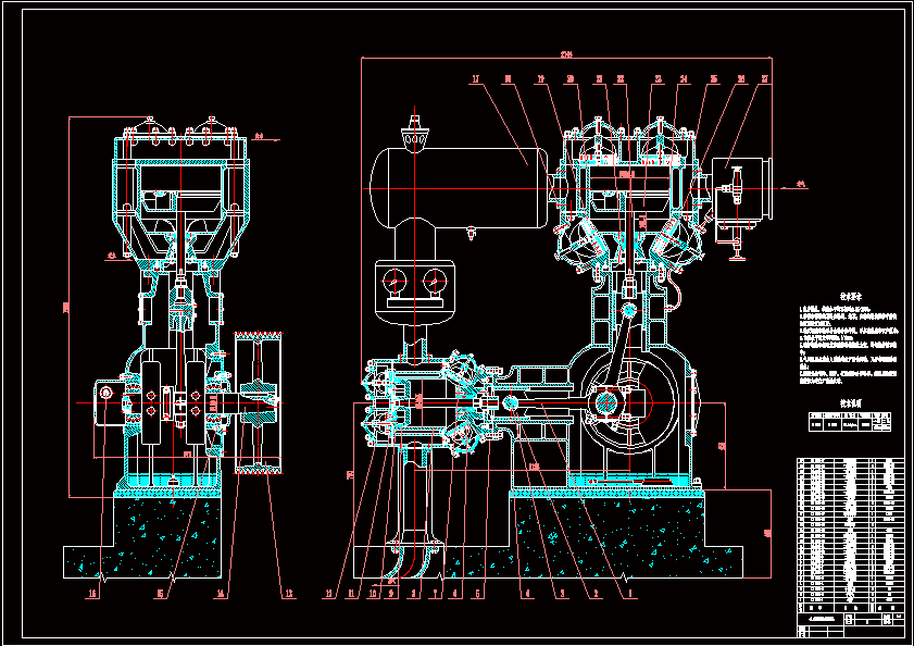 L型空气压缩机组装图.dwg