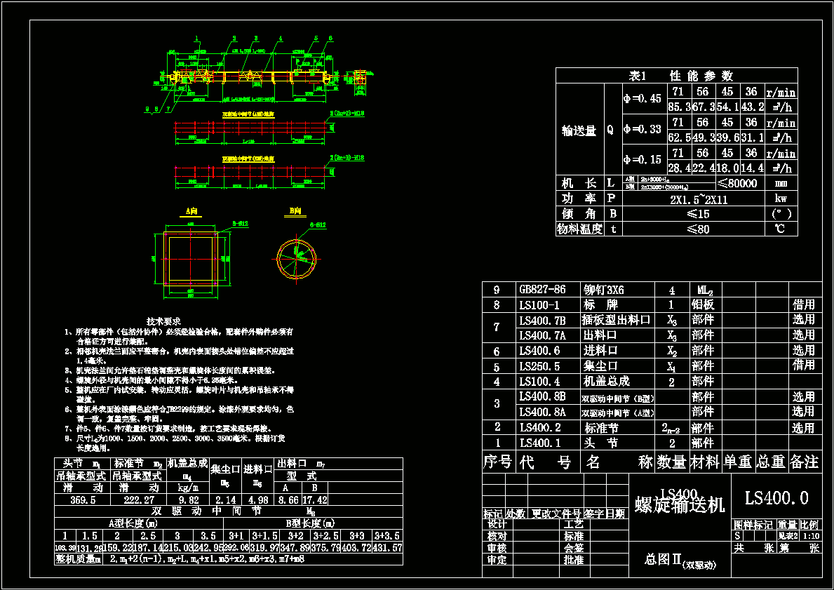 LS400双驱动螺旋输送机总图.dwg