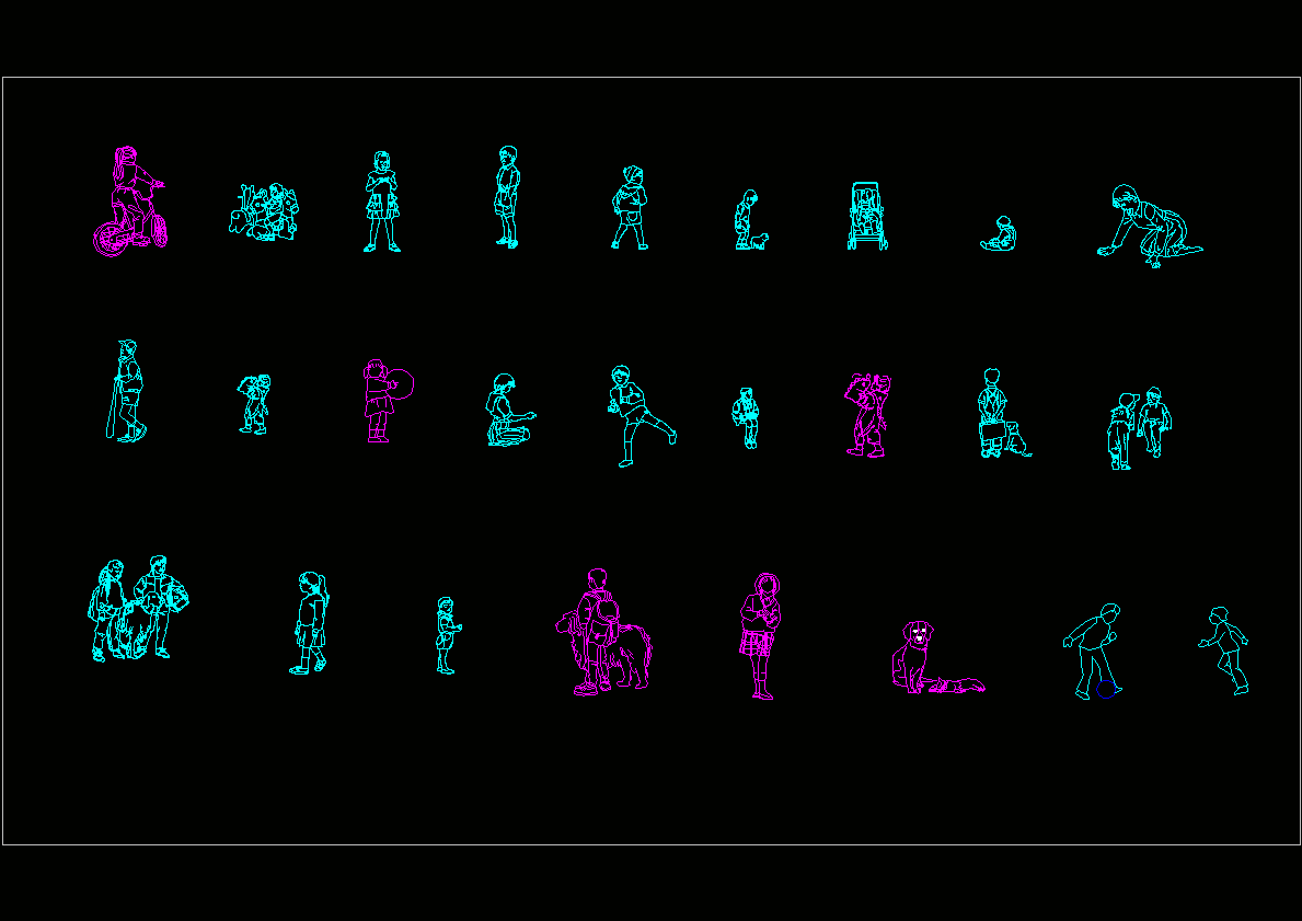 小孩人物CAD图纸.dwg