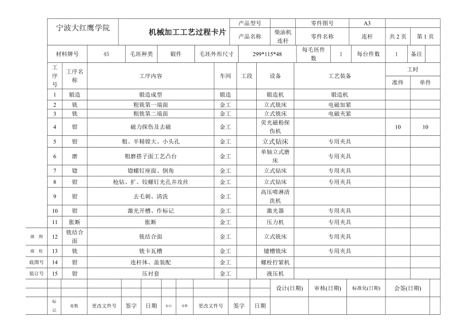柴油机连杆机械加工工艺及镗小头孔夹具设计（CAD图纸+说明书）.zip
