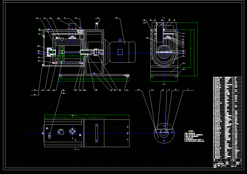 2XZ-30型旋片式真空泵总装图cad图纸.dwg