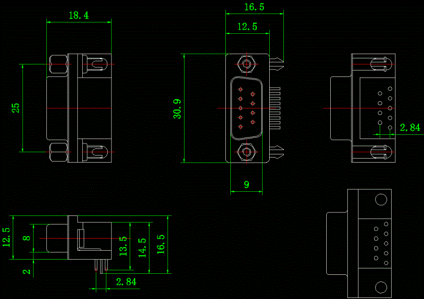RS232插座设计CAD图纸.dwg