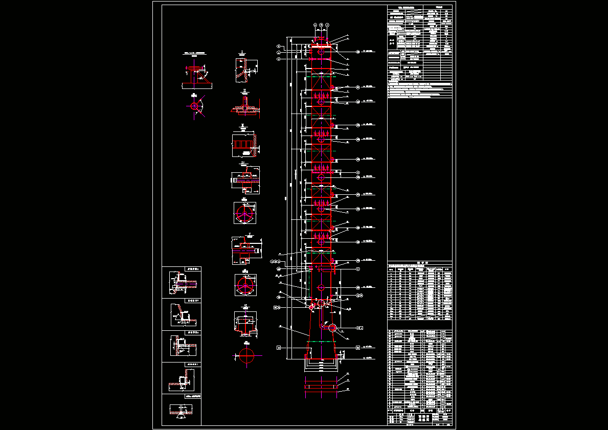 醋酸填料塔装配图CAD图纸.dwg