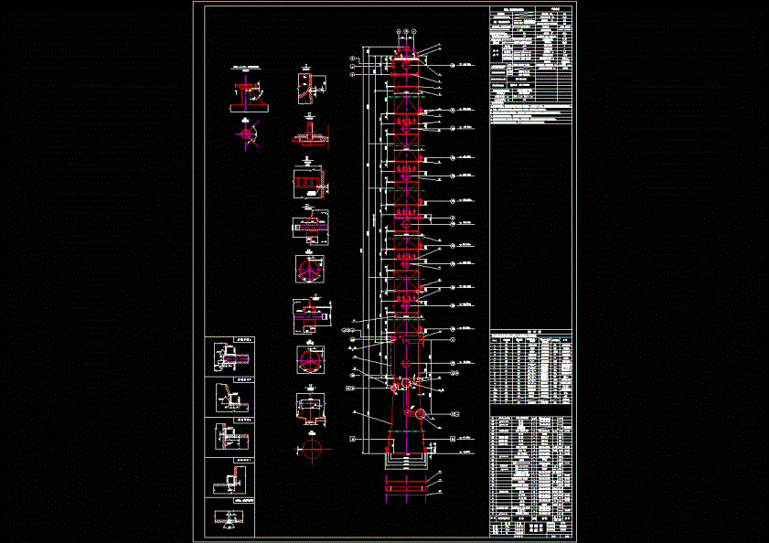 醋酸填料塔装配图CAD图纸.dwg