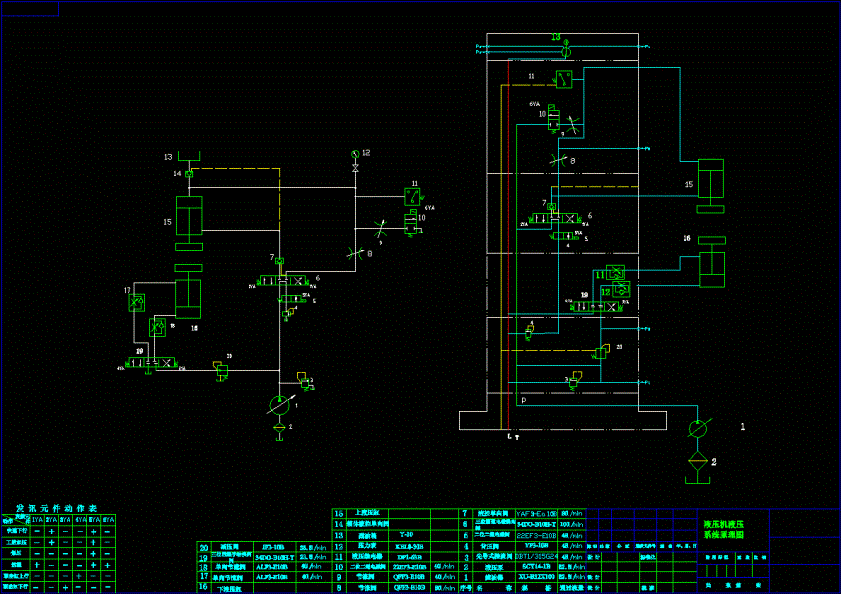 液压机液压系统原理图CAD图纸.dwg