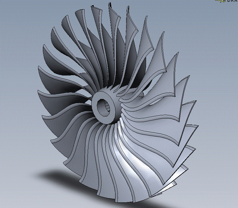 涡轮机叶轮SolidWorks三维模型.zip
