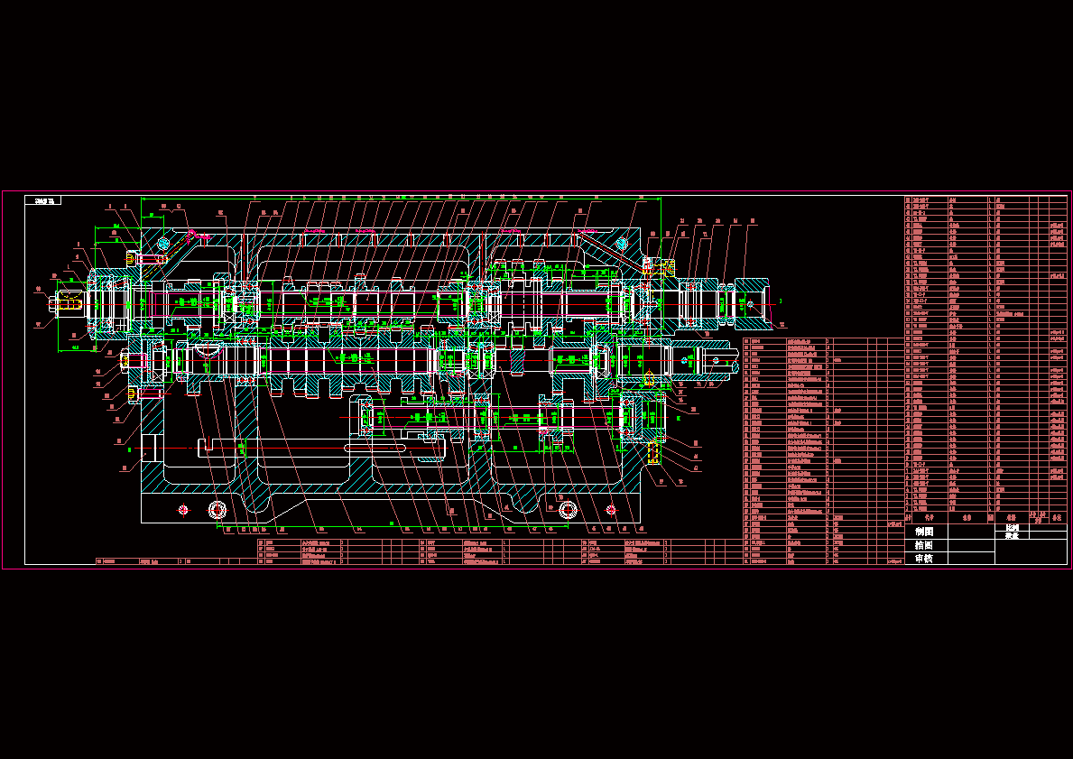 ca6140车床进给箱装配图CAD图纸.dwg