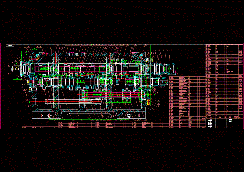 ca6140车床进给箱装配图CAD图纸.dwg