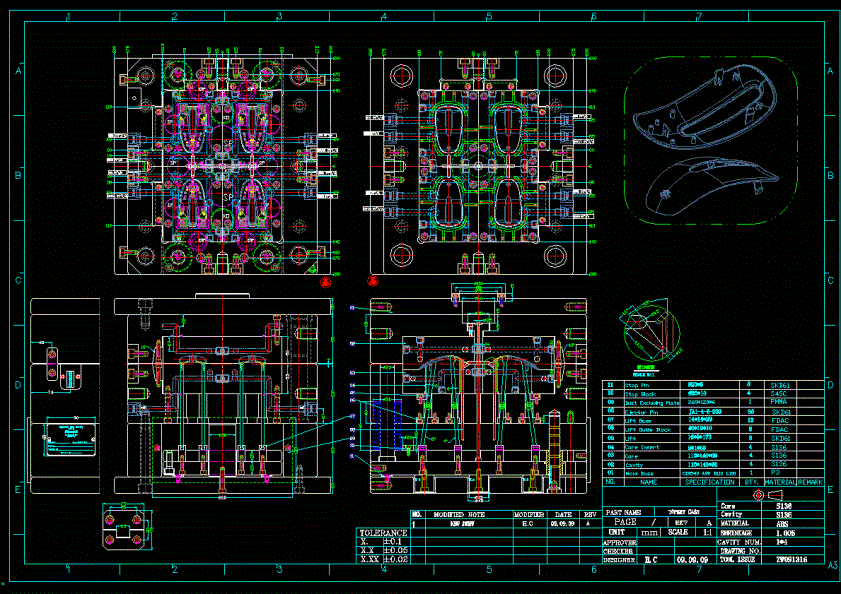 鼠标上盖注塑模具设计CAD图纸.dwg