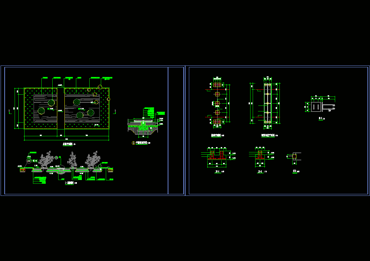 不锈钢水池及玻璃平桥CAD图纸.dwg