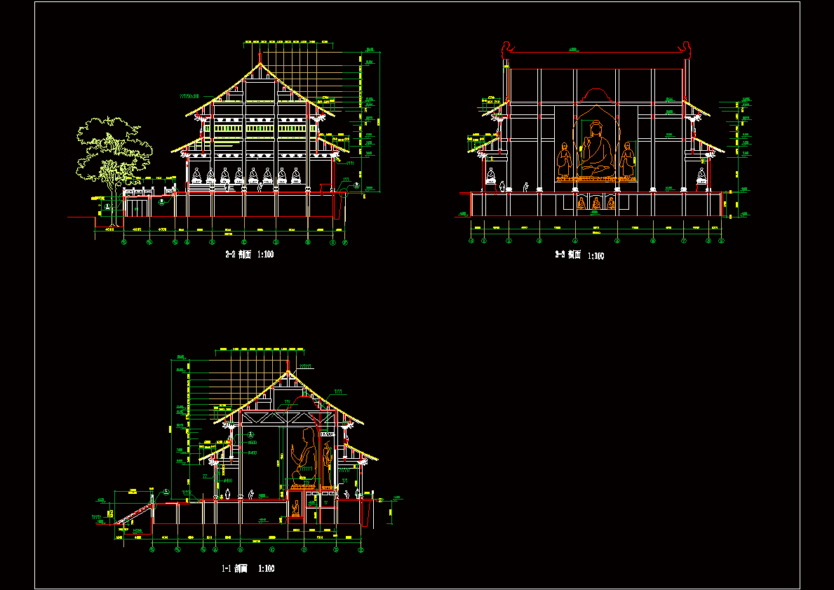 大雄宝殿剖面图CAD图纸.dwg