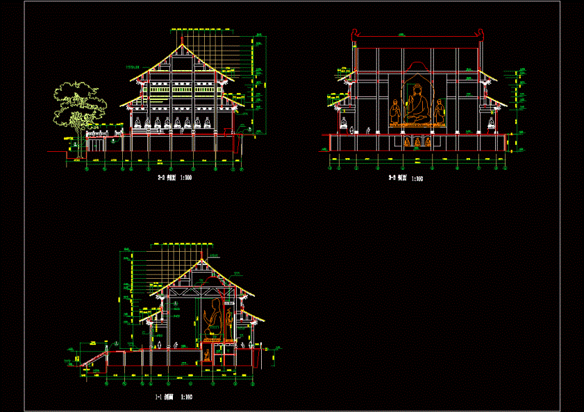 大雄宝殿剖面图CAD图纸.dwg