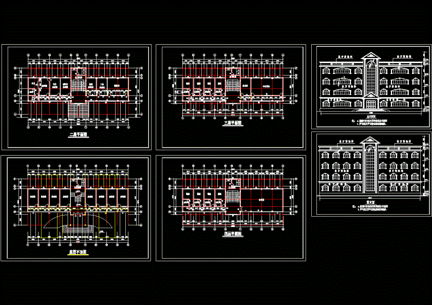 多层水库办公楼建筑图CAD图纸.dwg