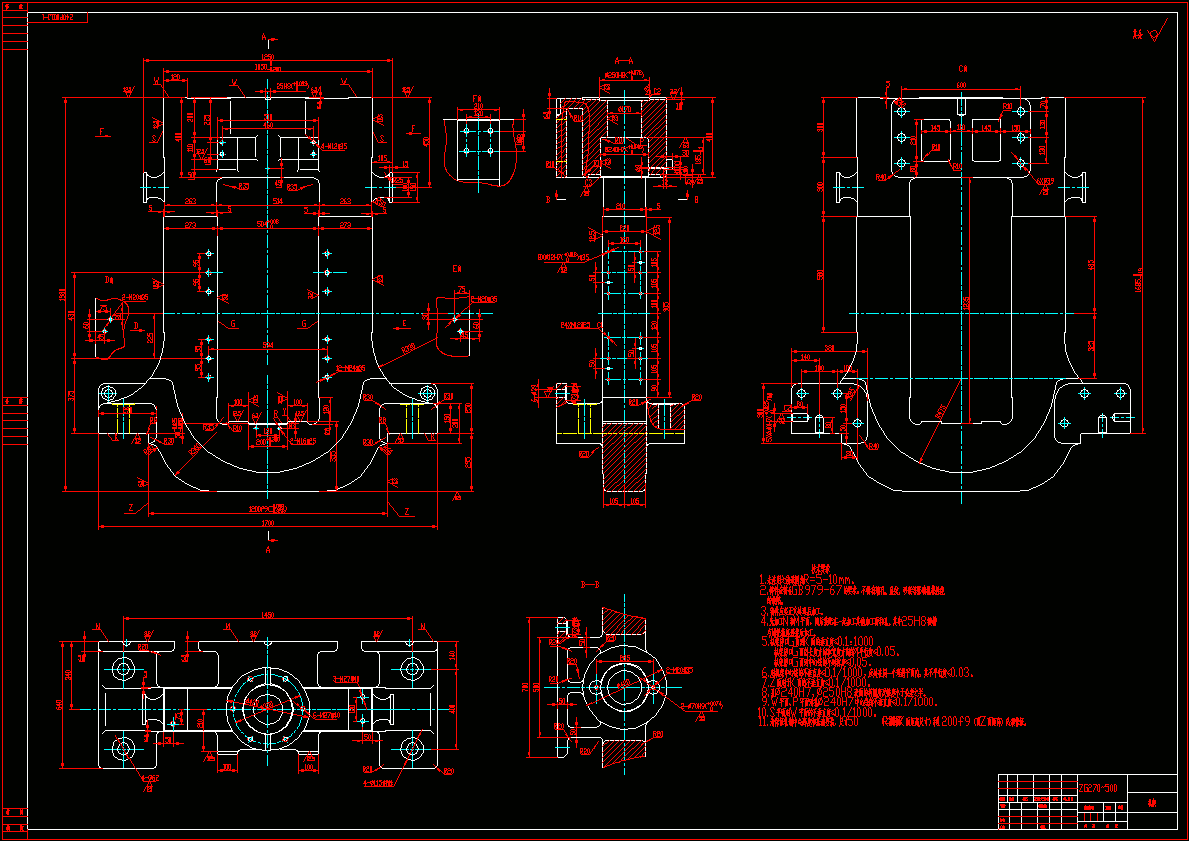 二辊平整机机架图CAD图纸.dwg