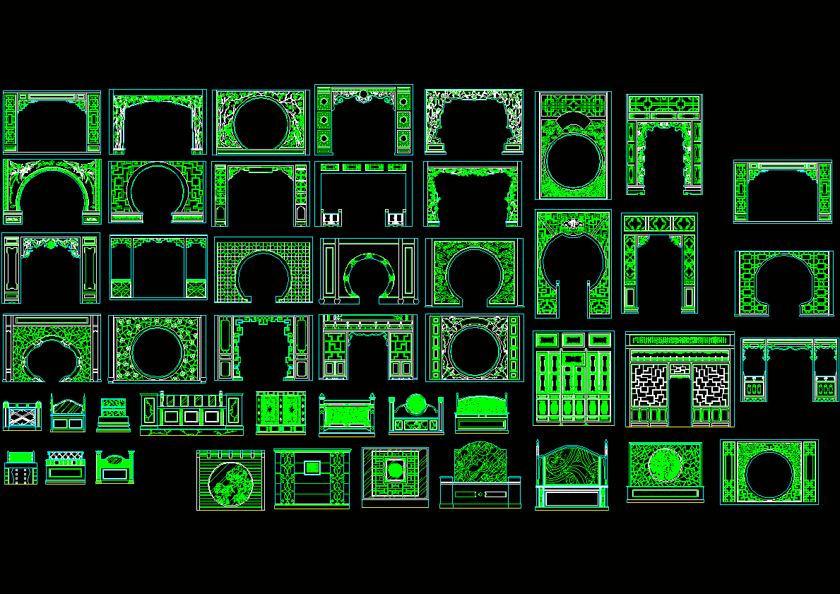 47款中式隔断图CAD图纸.dwg