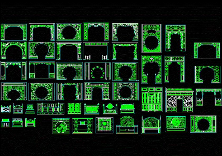 47款中式隔断图CAD图纸.dwg