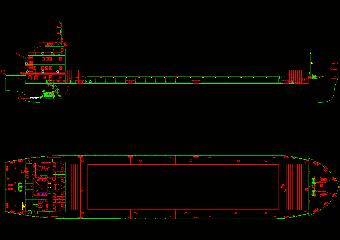 800吨江船布置图CAD图纸.dwg