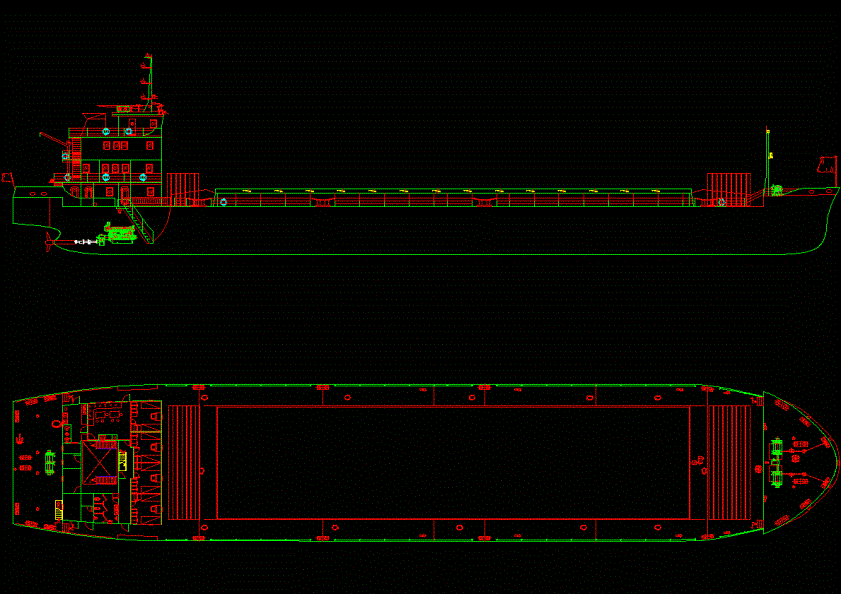 800吨江船布置图CAD图纸.dwg