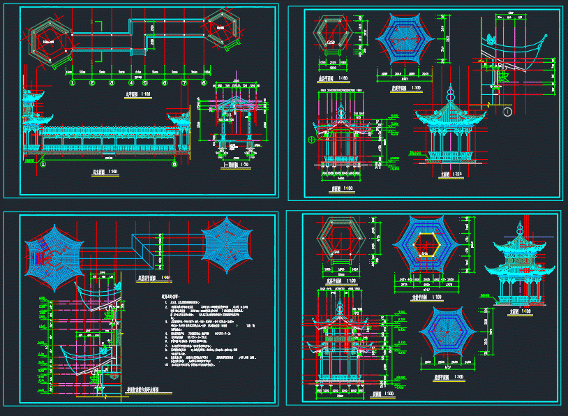 廊亭古建筑图CAD图纸.dwg