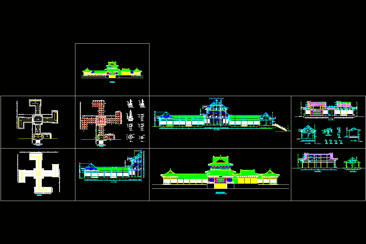 罗汉堂建筑图施工图CAD图纸.dwg