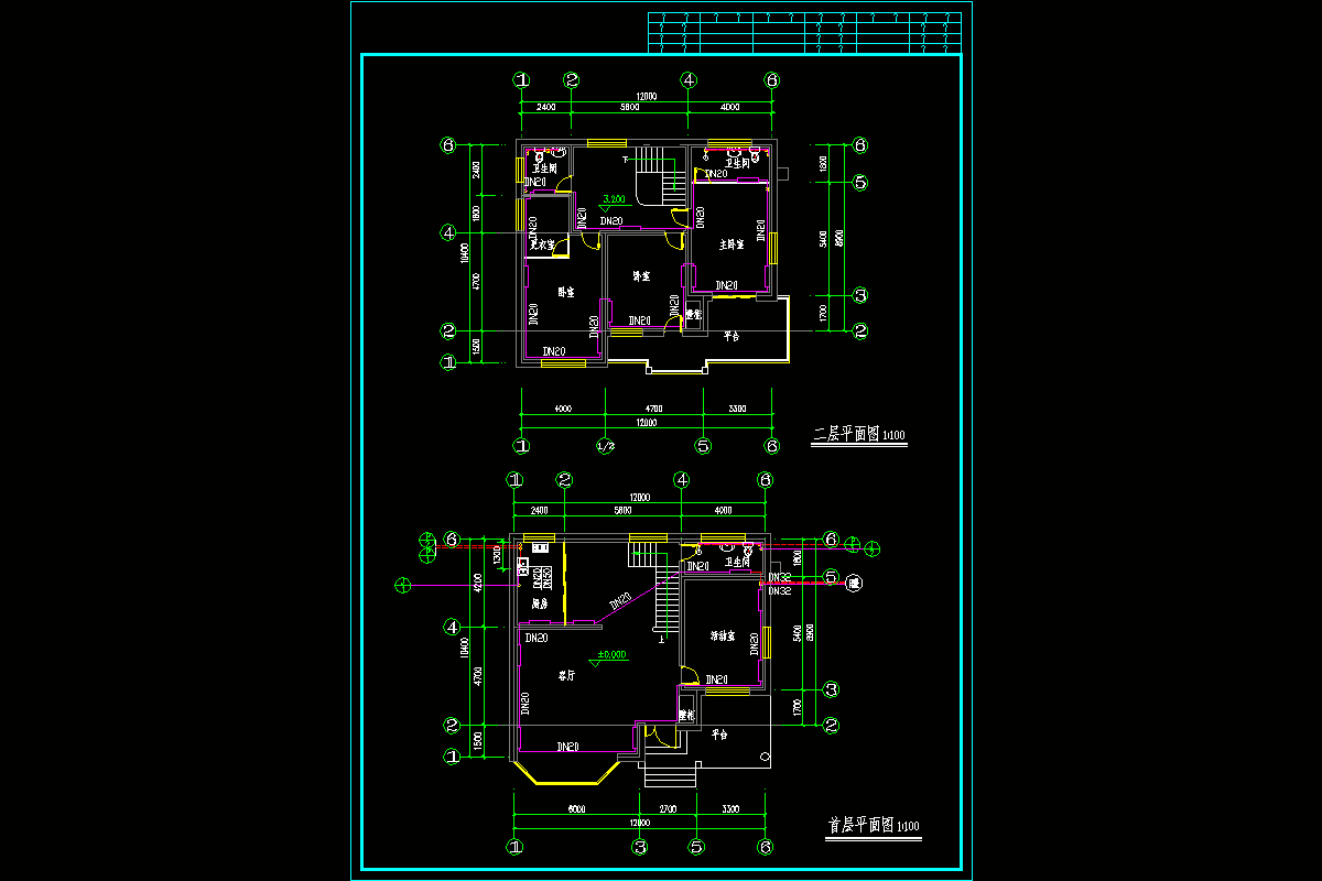某别墅采暖平面图CAD图纸.dwg