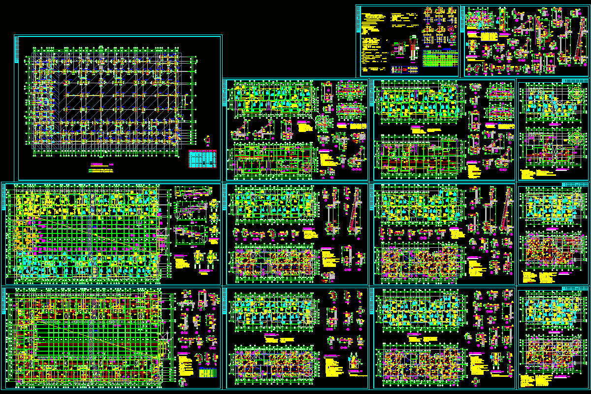 某错层框架结构商住楼结构施工图CAD图纸.dwg