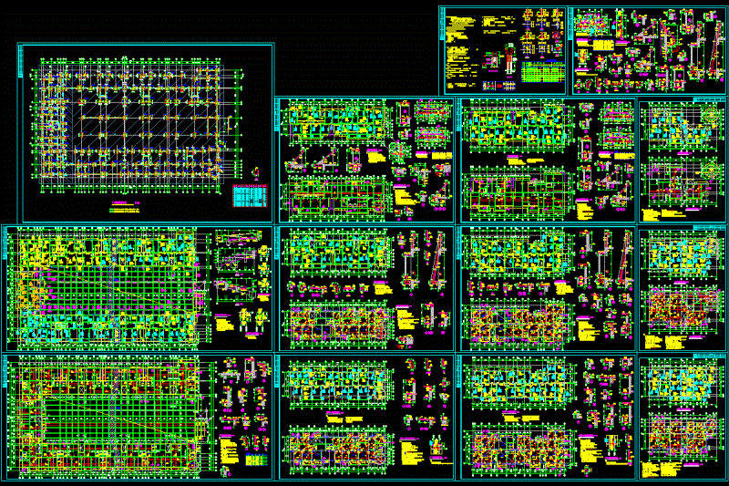 某错层框架结构商住楼结构施工图CAD图纸.dwg