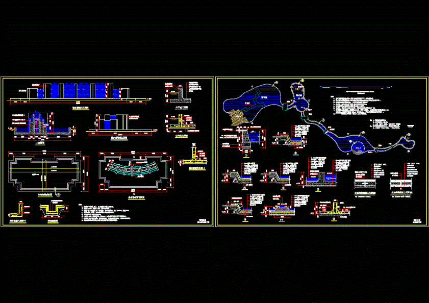 公园叠水幕墙、水系施工图CAD图纸.dwg