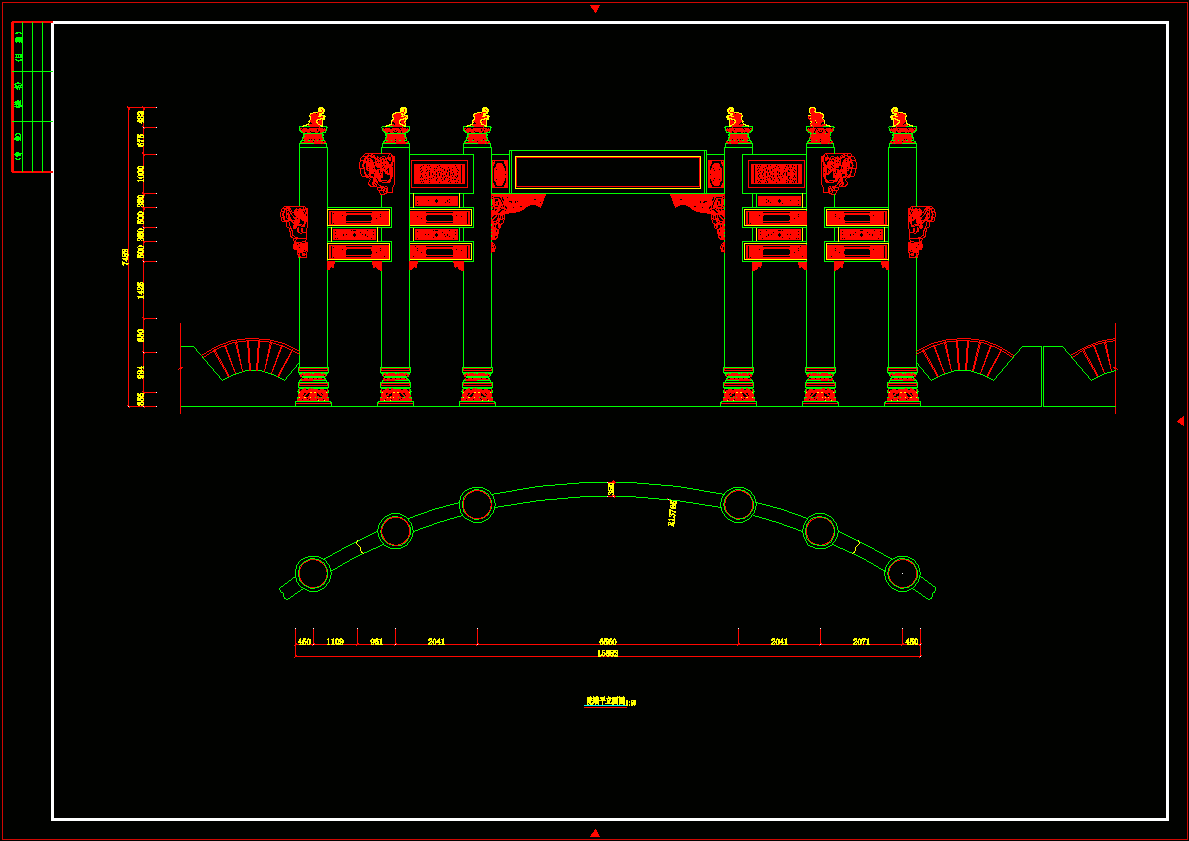 古建牌坊入口CAD图纸.dwg