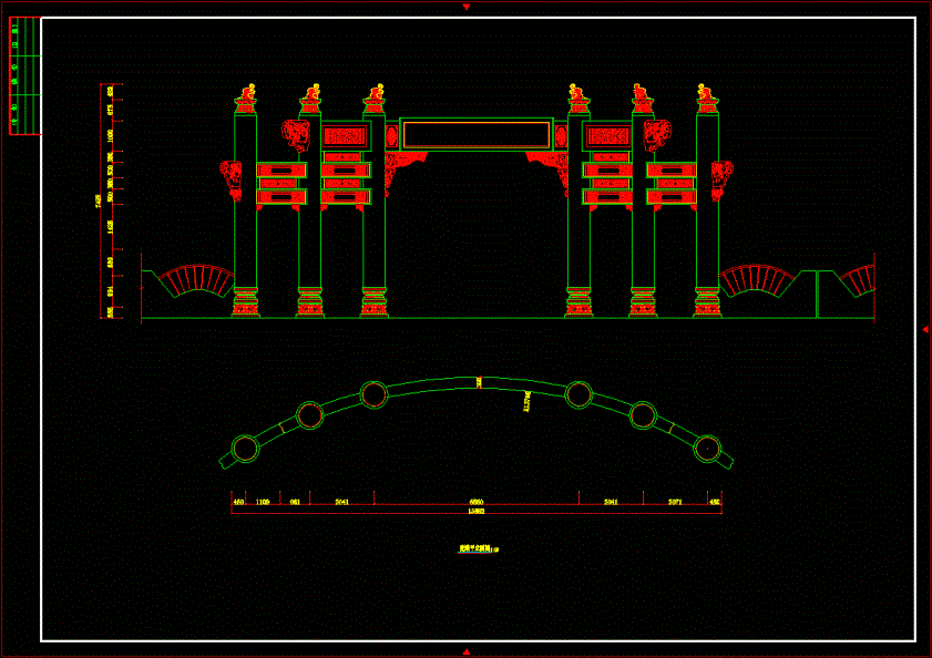 古建牌坊入口CAD图纸.dwg