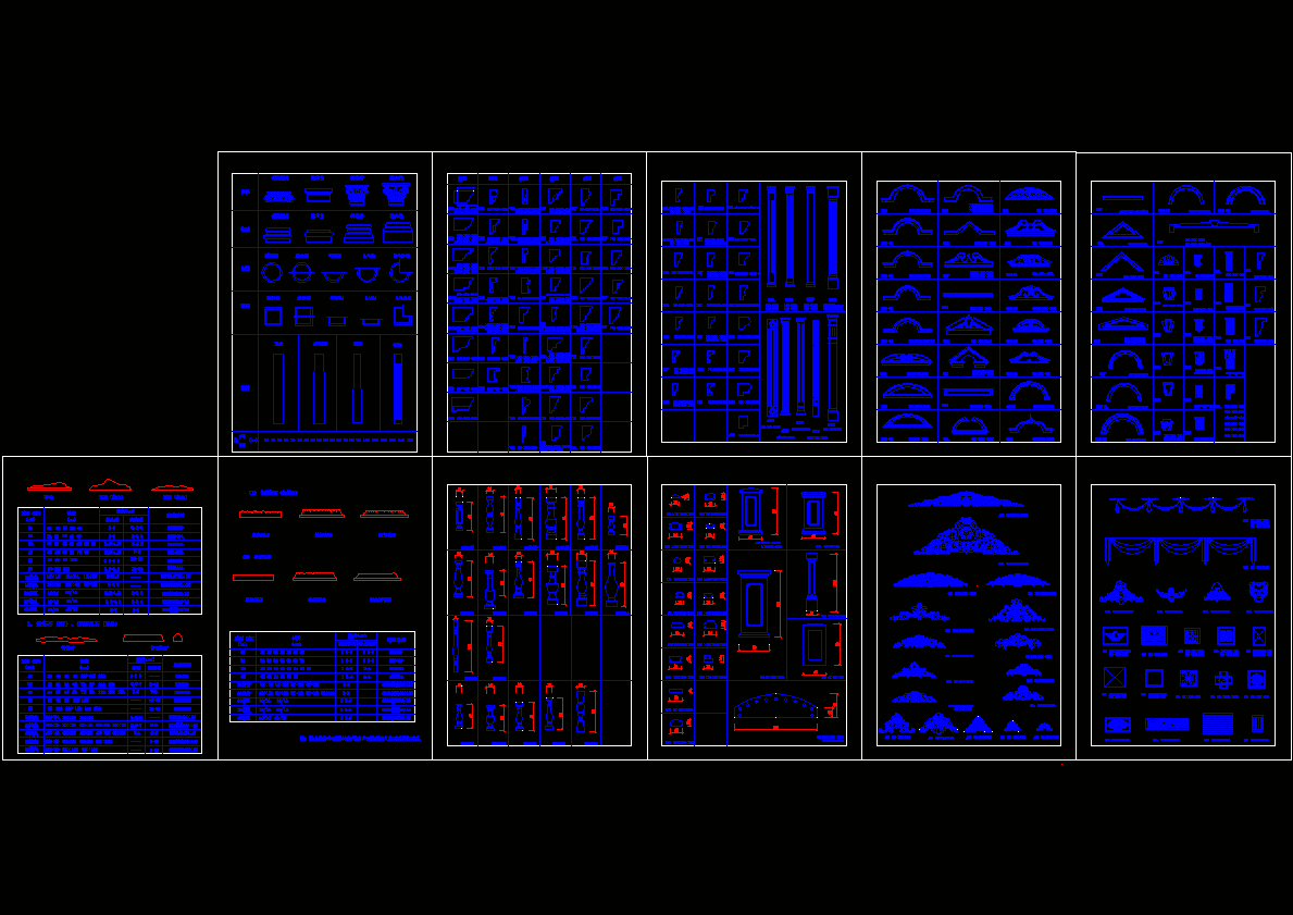 古典装饰线脚图块集CAD图纸.dwg