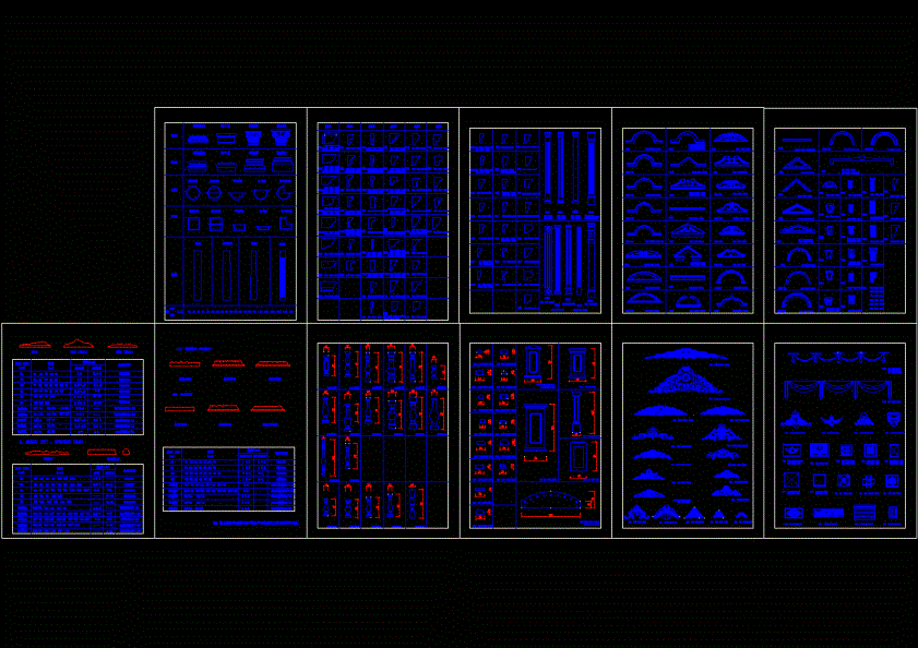 古典装饰线脚图块集CAD图纸.dwg