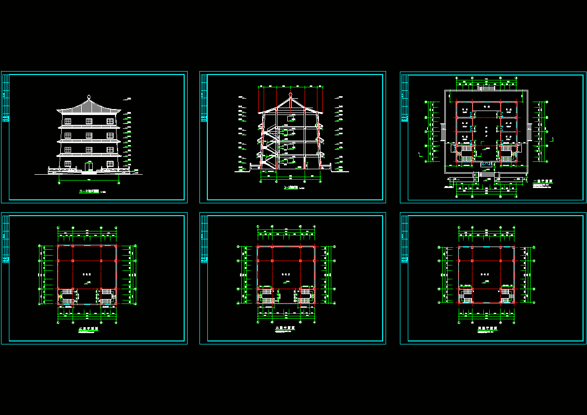 古建筑佛塔施工图CAD图纸.dwg