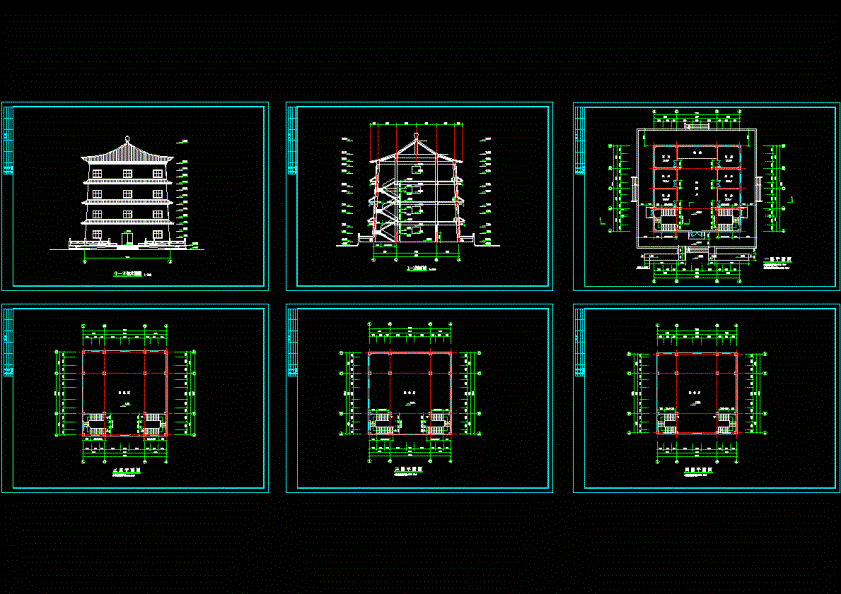 古建筑佛塔施工图CAD图纸.dwg