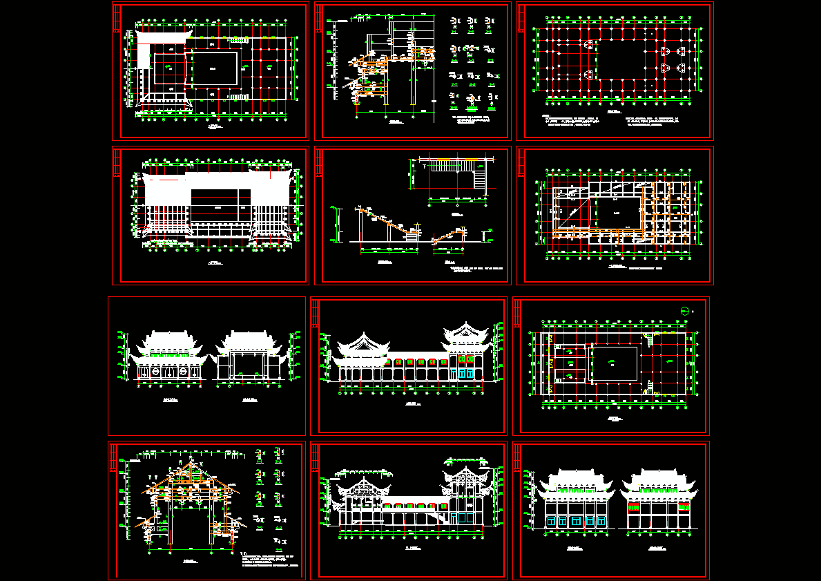 古建筑祠堂戏台设计CAD图纸.dwg