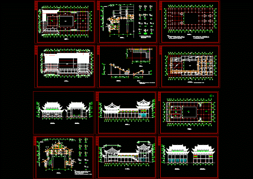 古建筑祠堂戏台设计CAD图纸.dwg