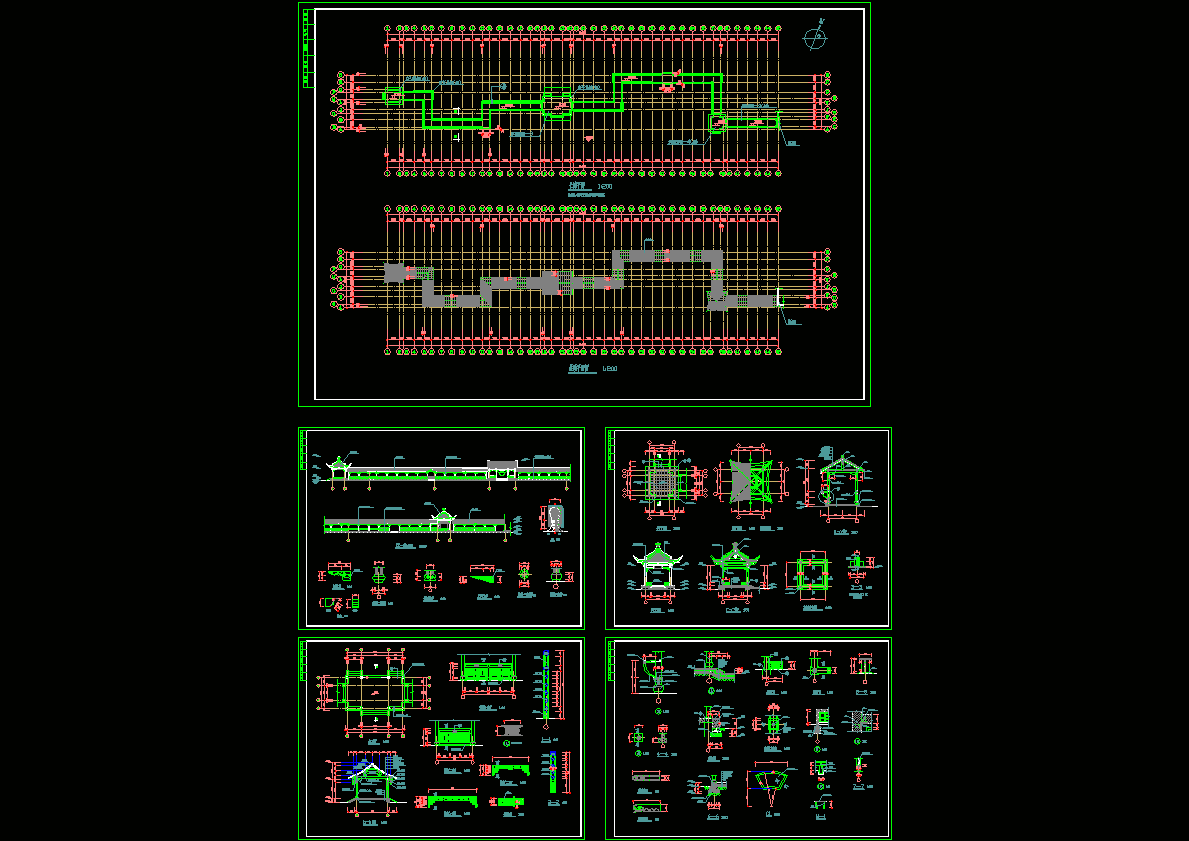 古建长廊建筑施工图CAD图纸.dwg