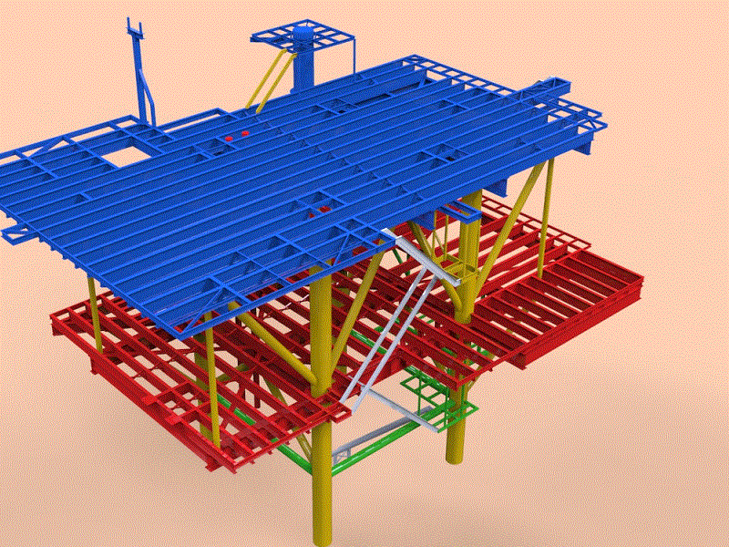 海上石油钻井平台3D钢结构3D模型.zip