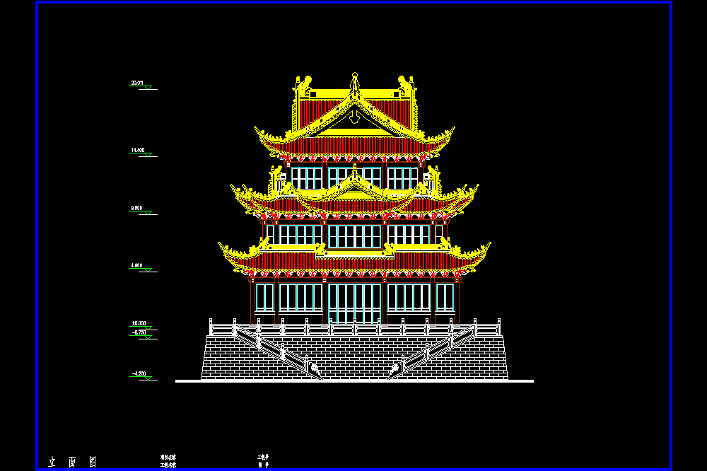 万佛殿立面图CAD图纸.dwg