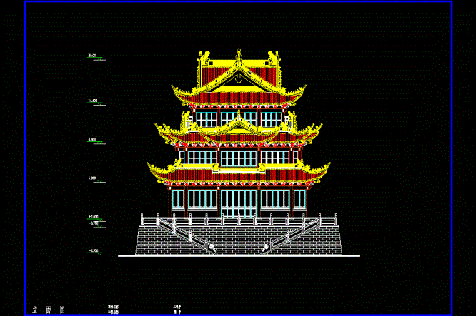 万佛殿立面图CAD图纸.dwg