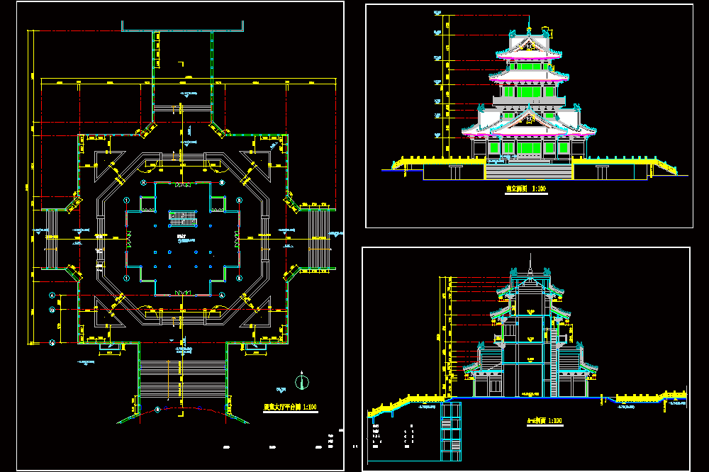 望海楼平立剖图CAD图纸.dwg