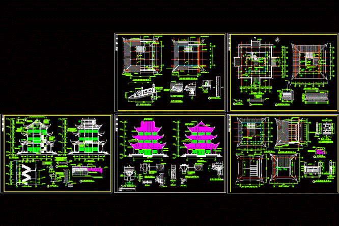 文昌阁古建筑施工图CAD图纸.dwg