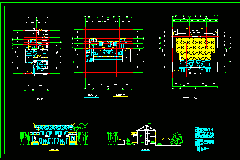 新农村二层建筑设计-140平CAD图纸.dwg