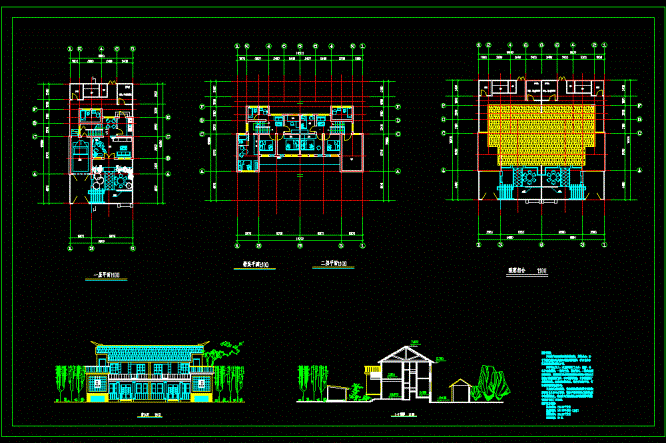 新农村二层建筑设计-140平CAD图纸.dwg