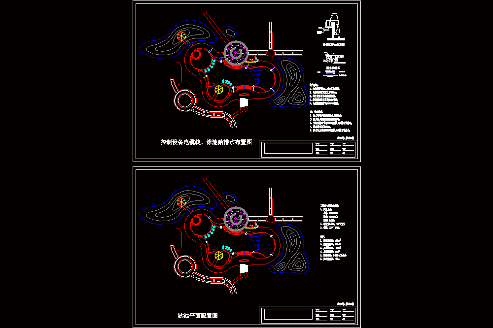 游泳池控制设备电缆线布置图CAD图纸.dwg
