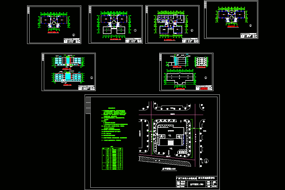南方某高校图书馆施工图CAD图纸.dwg
