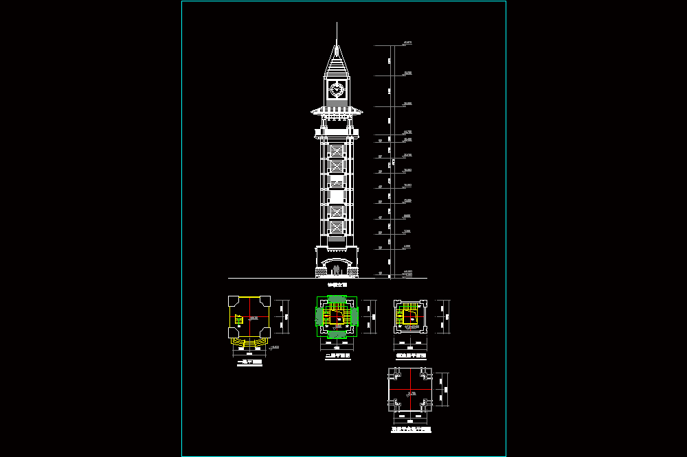 钟楼立面CAD图纸.dwg